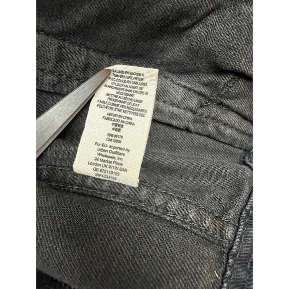 Free People Women's Black Distressed Jean Jacket Sweatshirt Sleeves No Hood Sz M - Picture 6 of 12